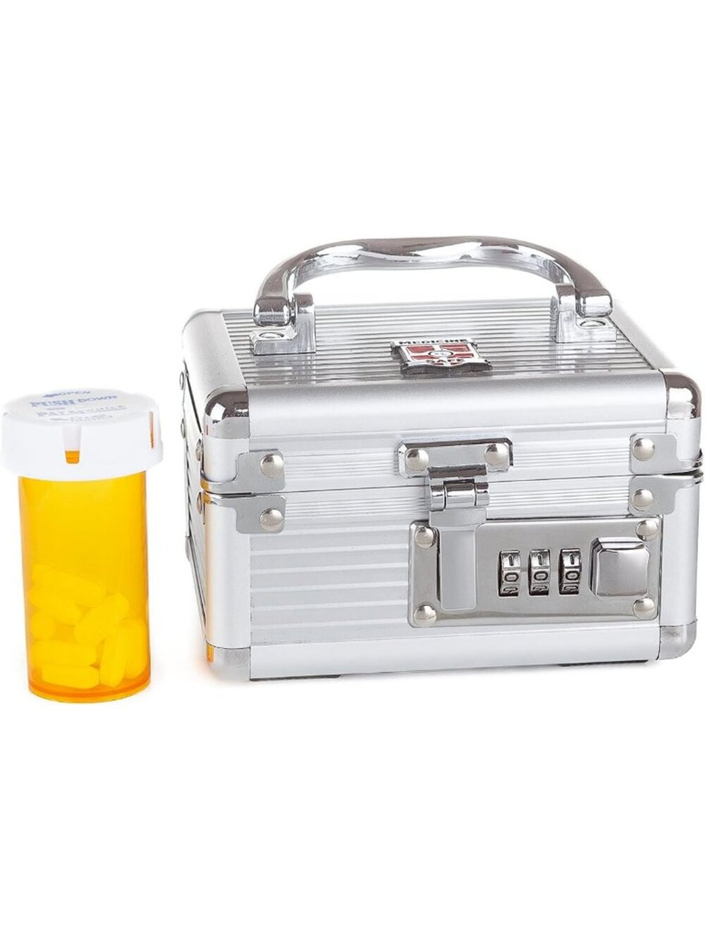 Compact Medication Carrying Case - Mini Size, Stylish Silver Design